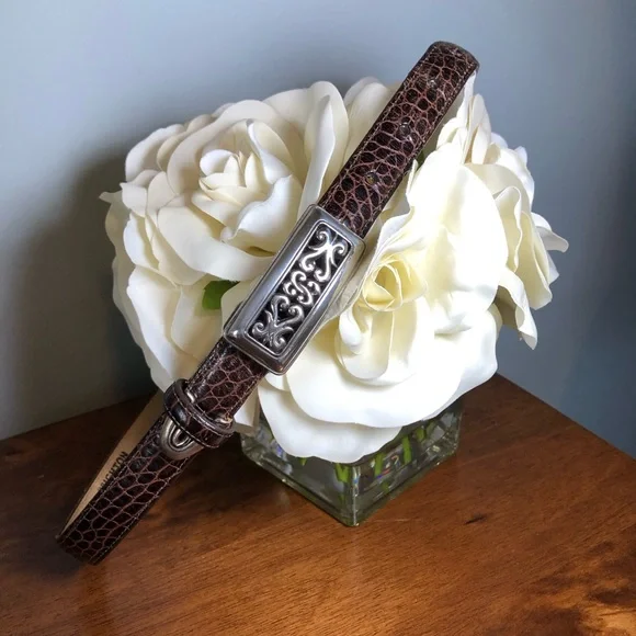 Brighton Croco Brown Leather Belt. Medium - Picture 1 of 11